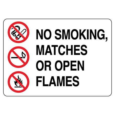 No Smoking, Matches or Open Flame 
Graphic Sign